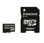 4GB microSDHC Transcend Class 10 SD Adapter TS4GUSDHC10