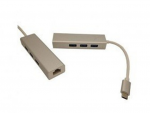 LAN Adapter Gigabit USB3.1 Type-C to RJ45 + 3xUSB2.0