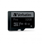 32GB microSDHC Verbatim Pro U3 Class 10 UHS-I SD adapter