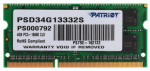 SODIMM DDR3 4GB Patriot PSD34G13332S (1333MHz PC10600 CL9 1.5V)
