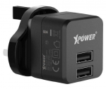 Charger XPower 2xUSB 2.4A + Lightning cable Black