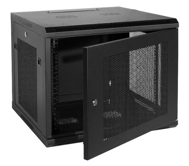 19" 9U Wall Mounted cabinet SteelNet SN-RNK 9U-06-045-ДП-2БГ (600x450х503 Perforated Door Black)