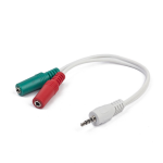Audio Adapter Cable 0.2m Gembird CCA-417W 3.5mm 4-pin plug to 3.5mm stereo + microphone sockets White