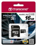 16GB MicroSDHC Transcend Class10 UHS-I (600X Premium SD Adapter)