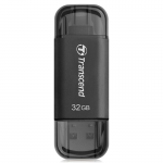 32GB USB Flash Drive Lightning Transcend JetDrive Go 300 Black Plating USB3.1
