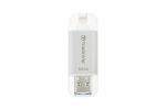 64GB USB3.1 Flash Drive Lightning Transcend JetDrive Go 300 Silver Plating