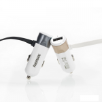 Car Charger Remax RCC102 USB 3.4A + MicroUSB/Lightning Cable Gold