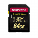 64GB SDXC Card Transcend Class 10 UHS-II U3 TS64GSD2U3 Ultra High Speed (R/W:285/180MB/s)