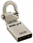 64GB USB Flash Drive PNY Micro Hook Attache Metal Design (Read 25 MByte/s Write 8 MByte/s USB2.0)