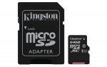 64GB microSDHC Kingston SDCS/64GB Canvas Select (Class 10 UHS-I 400x with SD Adapter Up to: 80MB/s)