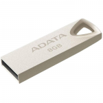 8GB USB Flash Drive ADATA UV210 Silver Metal Case Slim Capless f/Keychain (R/W:18/4MB/s USB2.0)