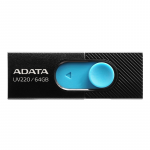 64GB USB Flash Drive ADATA UV220 Black-Blue Plastic Slider (USB2.0 R/W:20/10MB/s)