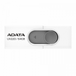 64GB USB Flash Drive ADATA UV220 White-Gray Plastic Slider (USB2.0 R/W:20/10MB/s)