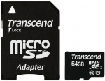 64GB microSDHC Transcend Class 10 UHS-I 400x SD Adapter