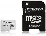 64GB microSDXC Transcend Class 10 TS64GUSD300S-A (R/W:95/45MB/s SD adapter)