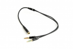 Audio Adapter Cable 0.2m Gembird CCA-418M 3.5mm 4-pin socket to 2 x 3.5mm stereo plug Metal