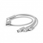 Cable USB 1.8m Gembird CC-USB2-AM31-1M-S microUSB/Lightning/Type-C Silver