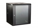 19" 12U Wall Mounted cabinet SteelNet SN-IRON 12U-06-06-ДС-2БГ (600x600х600 Glass Door Black)