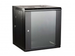 19" 12U Wall Mounted cabinet SteelNet SN-RNK 12U-06-06-ДС-2БГ (600x600х637 Glass Door Black)