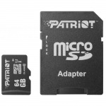 64GB microSDXC Patriot PSF64GMCSDXC10 Class 10 UHS-I + SD Adapter