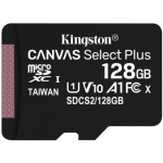 128GB microSDXC Kingston SDCS2/128GB Canvas Select Plus (Class 10 A1 UHS-I 600x with SD adapter Up to:100MB/s)