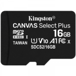 16GB microSDHC Kingston SDCS2/16GB Canvas Select Plus (Class 10 A1 UHS-I 600x with SD adapter Up to:100MB/s)