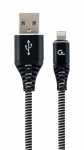 Cable Lightning to USB 1.0m Cablexpert CC-USB2B-AMLM-1M-BW Black-White