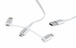 Cable Lightning + micro USB + Type-C to USB Cablexpert CC-USB2-AMLM32-1M-W White
