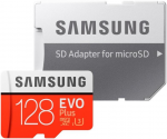 128GB microSDXC Samsung EVO Plus MB-MC128HA (Class 10 UHS-I U3 with SD adapter R/W:100/60MB/s)