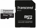 64GB microSDXC Transcend Class 10 UHS-I U1 TS64GUSD350V (R/W:95/45MB/s SD adapter)
