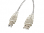 Cable USB AM/BM 1.8m Lanberg CA-USBA-12CC-0018-TR Transparent