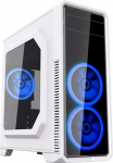 Case GAMEMAX G561 White (w/o PSU 3x120mm Fans Blue LED Transparent Panel MidiTower ATX)