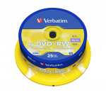 DVD+RW VERBATIM DataLifePlus MATT SILVER 4.7GB 4x Spindle 25pcs