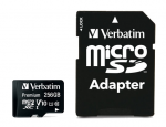 256GB microSDXC Verbatim Premium Class 10 UHS-I SD adapter