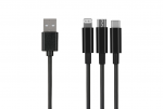 Cable micro USB/Lightning/Type-C to USB 1.2m 2E 2E-CCMTLAB-BL Black