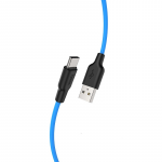 Cable Type-C to USB 1.0m Hoco X21 Plus Silicone Black/Blue