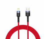 Cable Lightning to USB 1.2m Tellur TLL155354 with LED 3A Red
