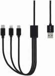 Cable Lightning + micro USB + Type-C to USB 1.0m Tellur TLL155211 Black