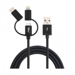 Cable Lightning + micro USB + Type-C to USB 1.0m Tellur TLL155291 Black