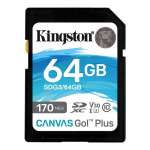 64GB SDXC Kingston SDG3/64GB Canvas Go! Plus (Class 10 UHS-I U3 V30 100MB/s)
