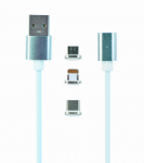 Cable Type-C / Lightning / micro USB to USB 1.0m Cablexpert CC-USB2-AMLM31-1M
 Magnetic Silver