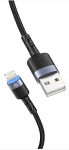 Cable Lightning to USB 1.2m Tellur TLL155373 with LED 3A Black