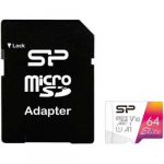 64GB microSDHC Silicon Power Elite Color Class 10 A1 V10 UHS-I SD adapter (Up to:100MB/s)