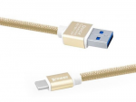Cable Type-C to USB 1.0m Xpower Nylon Gold