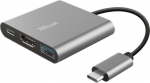 Adapter All-in-One Type-C to 1 x USB3.1 + Type-C + HDMI Trust Dalyx 3-in-1 TR_23772 Stylish aluminium