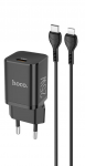 Charger Hoco N19 Rigorous PD25W charger set with cable Type-C to Lightning Black