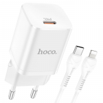 Charger Hoco N19 Rigorous PD25W charger set with cable Type-C to Lightning White
