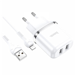 Charger Hoco N4 Aspiring dual port charger set with cable for Lightning White