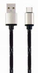 Cable Type-C to USB 2.5m Cablexpert CCP-USB2-AMCM-2.5M Premium cotton braided Black