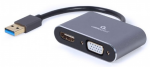 Adapter USB to HDMI + VGA 0.15m Gembird A-USB3-HDMIVGA-01 USB display adapter USB3.0 4K Space Grey